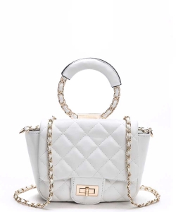 Top Handle Quilted Iconic Shoulder Bag 118-6645 WHI